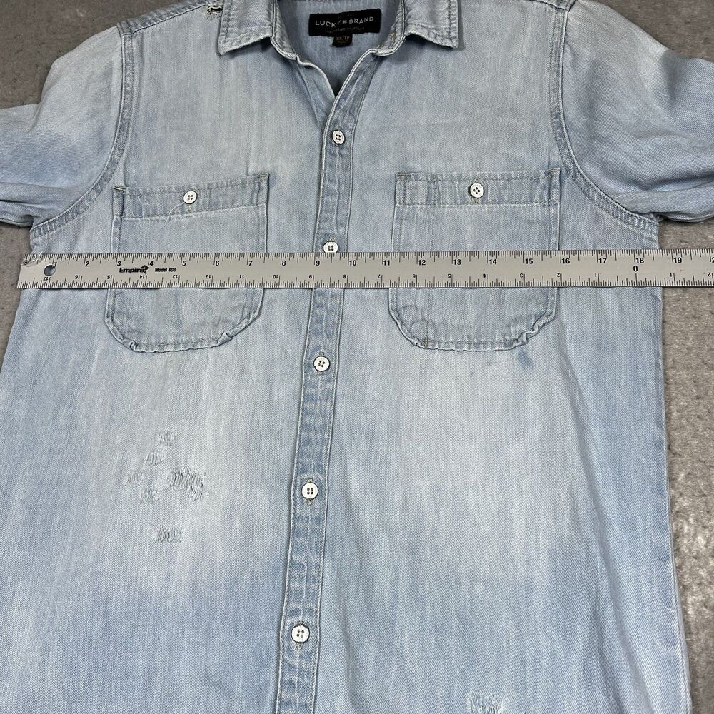Lucky Brand Shirt Button Down Size XS Blue Utility Military Minimalist Neutral - Picture 5 of 14